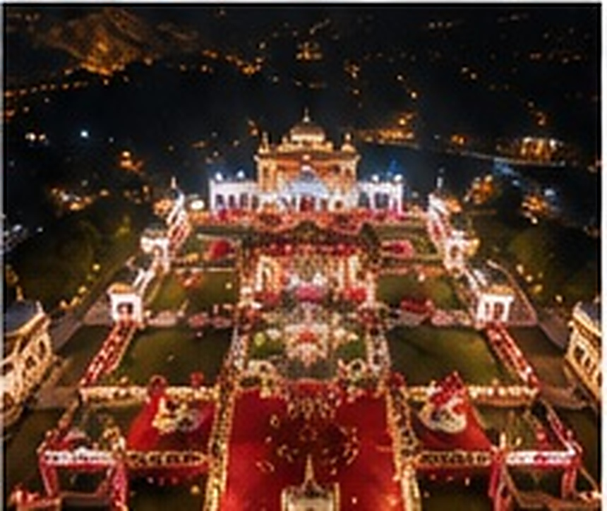 Grand illuminated wedding event