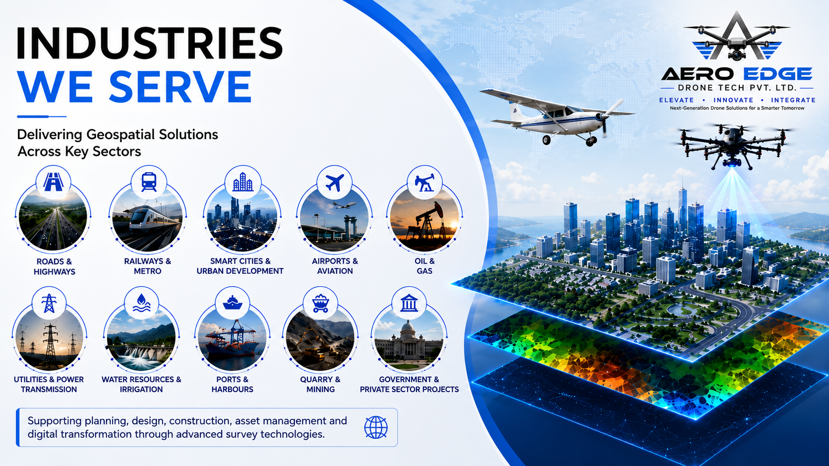 Infrastructure industries served by geospatial survey solutions